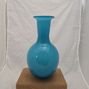 West Elm Turquoise Blue Blown Glass Vase